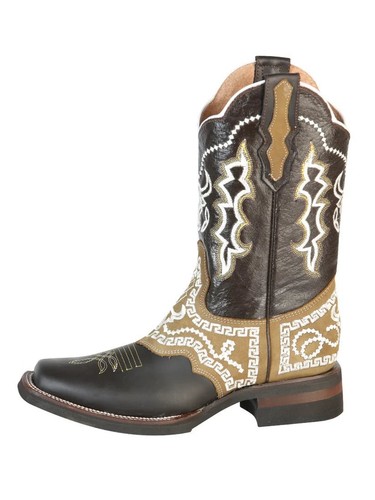 Men's Genuine Leather Embroidered Saddle Western Cowboy Boots 'El General' 51110 - Picture 4 of 7