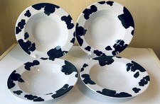222 Fifth Nick & Nora Cowhide Soup Bowls Stoneware Cow Print 9.25” Lot Of 4