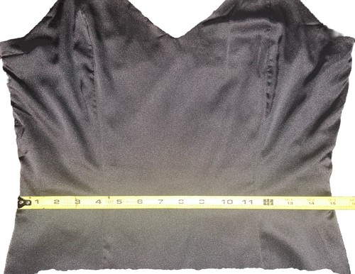 Asymmetrical Spaghetti Strap Dress Size L Black Satin V Neck Ruffle Prom Dance - Picture 6 of 13