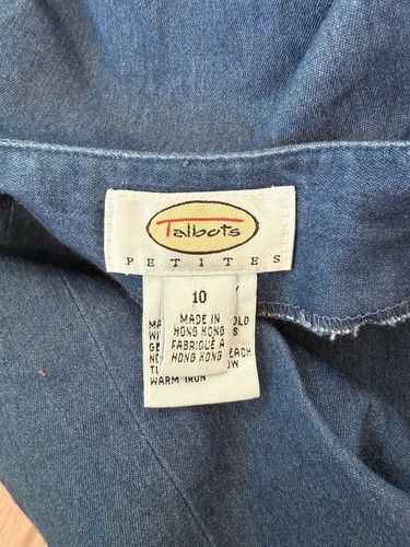 Vintage Talbots Rock Damen 10 Petite Blue Jeans Denim Blumenbesatz Wickel Landhaus - Bild 5 von 5