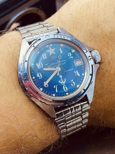 Soviet Military Watch Vostok Komandirskie 2414 Red Star Blue Dail #7313 - Picture 18 of 24