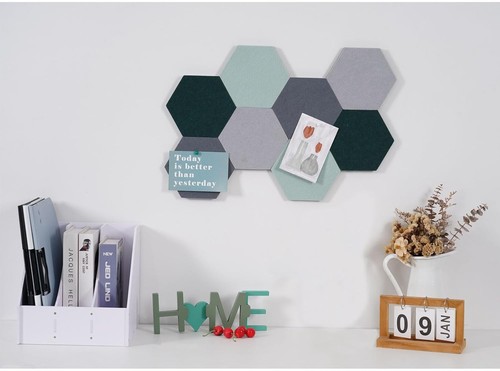 8Pcs Hexagon Felt Cork Board Tiles Self Adhesive Bulletin Board, Pin Board fo... - Picture 4 of 6