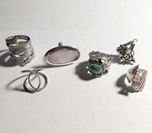 Sterling Ring Konvolut 6 verschiedene Stile & Größen 925 - Bild 1 von 15