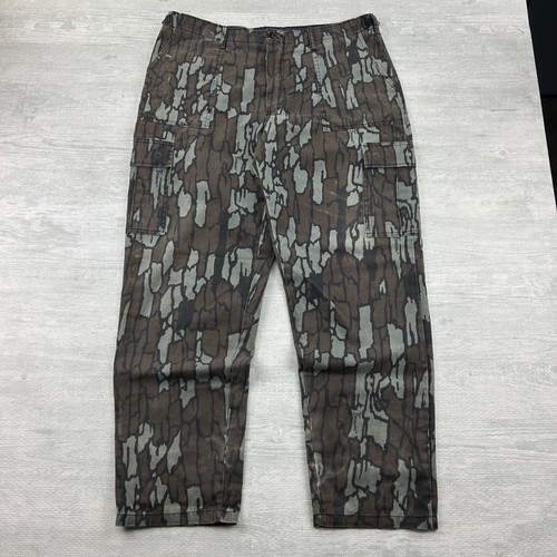 Pantaloni cargo mimetici vintage anni 80 corteccia d'albero taglia grande marrone larghi outdoor