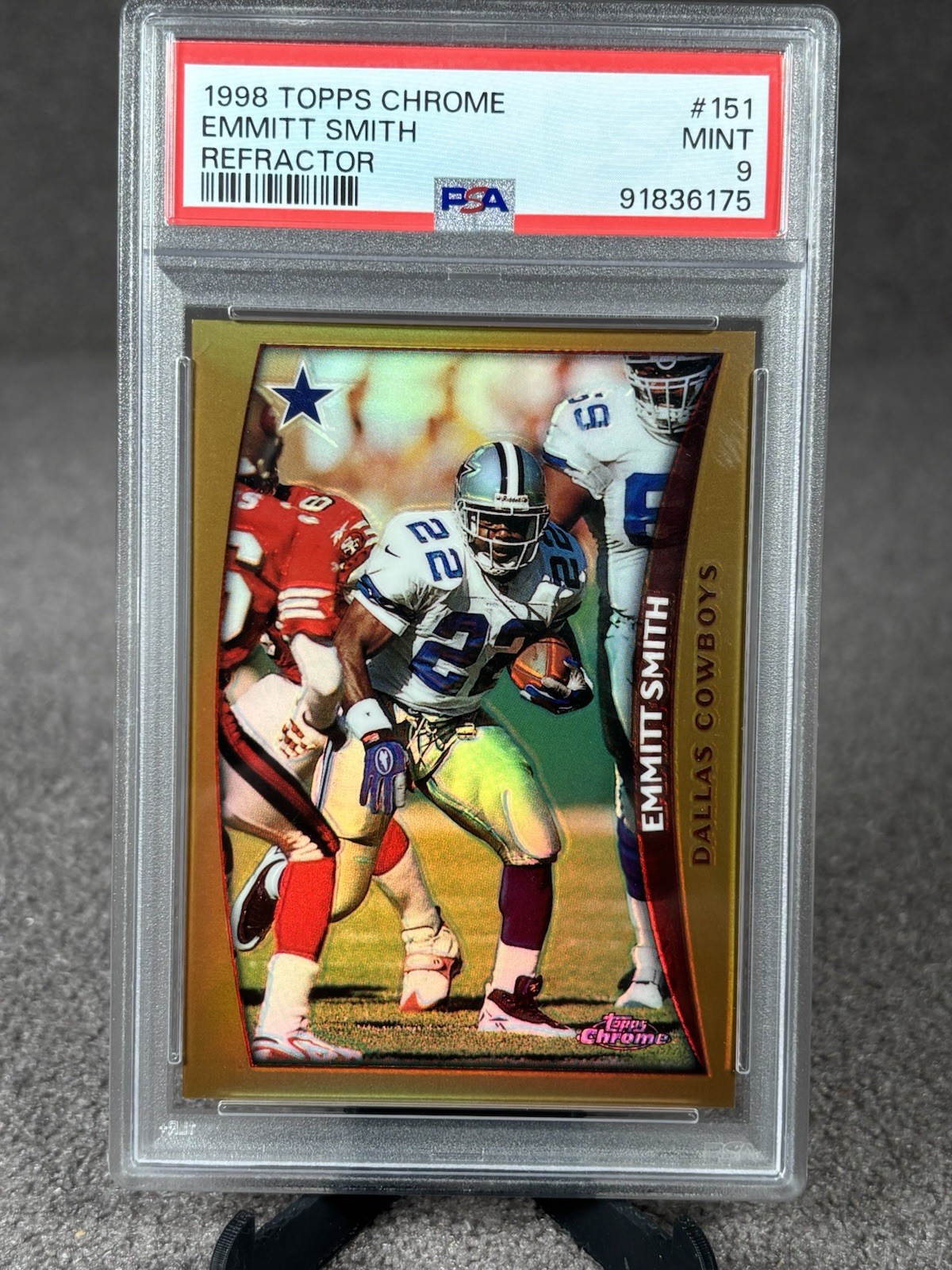 1998 EMMITT SMITH Topps Chrome Refractor #151 PSA 9 MINT