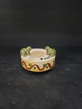 Puerto Rico Frog Clay Ashtray, Hand Made Ashtray, Signed Pottery Trinket Dish