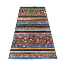 3'4"x6'3" Colorful Afghan Super Kazak Khorjin Design Hand Knotted Wool Rug 22577