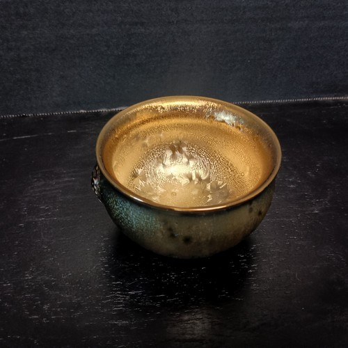 Jianzhan Pottery Colorful Metallic Glaze Gold Gilt Tenmoku Dragon Tea Bowl Cup - Picture 11 of 15
