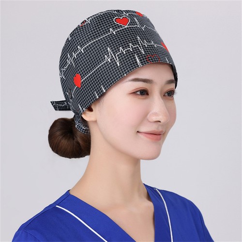 Unisex Surgical Scrub Cap Hat with Buttons Women Men Hospital Doctor Nurses - Picture 6 of 17