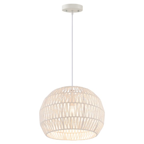 Round 17.5" Paper Pendant Ceiling Light Fixture w/ Adjustable Hanging Rope - 第 1/9 張圖片