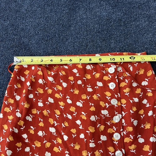 Falda Rouje Paris Mujer 36 Roja Floral Gloria Botón Frontal Envoltura Línea A Viscosa - Imagen 5 de 7