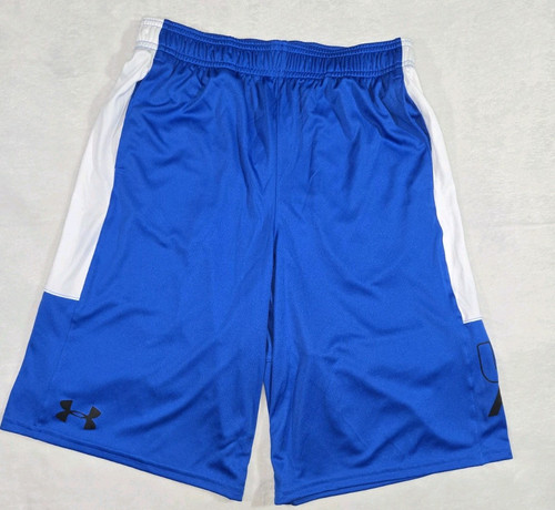 Under Armour Athletic Shorts Blue White Boys Large 26x10 New - Picture 2 of 5