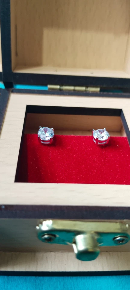 Ouro branco sólido 14k! PAR de Brincos de Diamante 3/4CTTW CT GENUÍNO REAL - Imagem 3 de 4