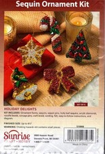 SUNRISE HOLIDAY DELIGHTS SEQUIN ORNAMENT KIT SET OF 5