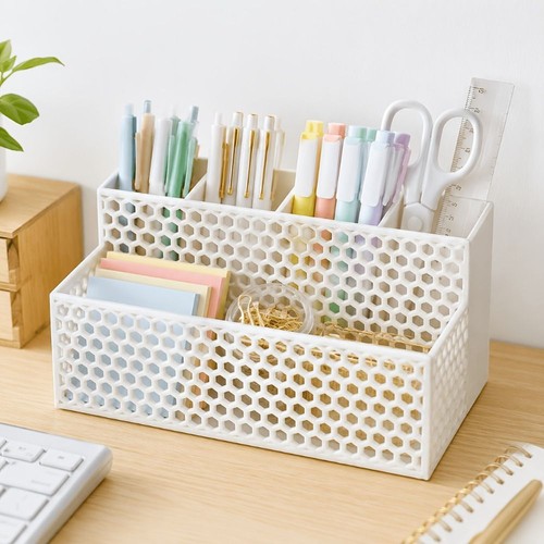Desk Organiser Set Mesh Office Pen Pencil Holder Stationary Organizer Tidy UK