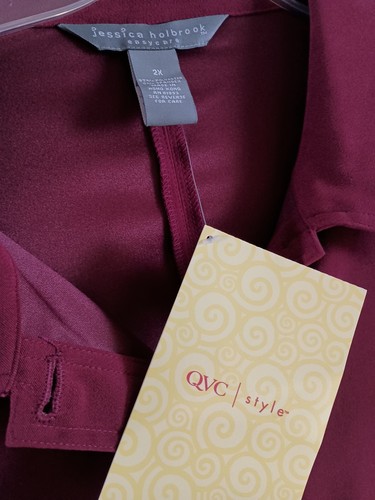 Jessica Holbrook QVC Easy Care Burgundy Shirt Jacket 2X NWT - Picture 4 of 5