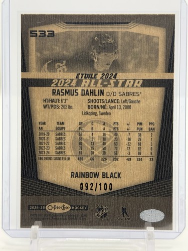 2024-25 O-Pee-Chee All-Stars Rainbow Black #533 Rasmus Dahlin - Sabres 092/100 - Bild 2 von 2