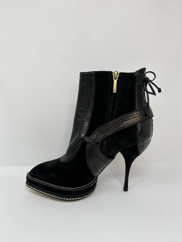 Christian Dior Galliano Vintage 90s Y2K Black Suede Leather Ankle Boots 37.5 7 - Picture 4 of 13