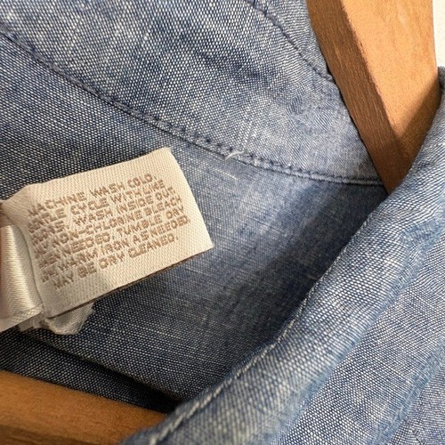 Chico’s Chambray Linen Blend Shirt Jacket Size 3 Peplum Utility Style Coastal - Picture 6 of 13