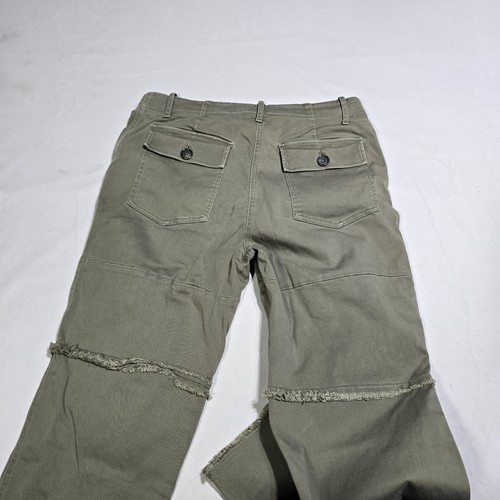 TWP Damen grüne Utility Cargohose seitlich gestreift Baumwollmischung roher Saum Gr. 6 - Bild 5 von 7