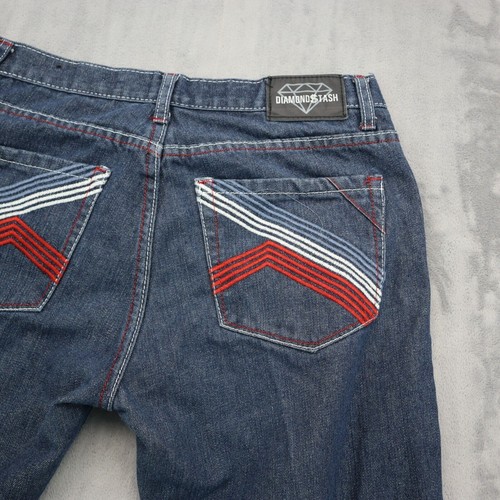 Diamon Stash Jeans Pantalone Uomo 32x30 Blu Denim Casual Outdoor Preppy Lavaggio Scuro - Foto 14 di 15