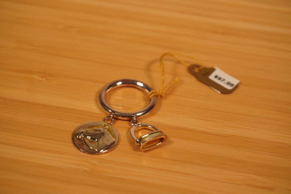 Ralph Lauren лошадь голова стремя подвеска кольцо серебро латуни OS совершенно новый - Изображение 2 из 4