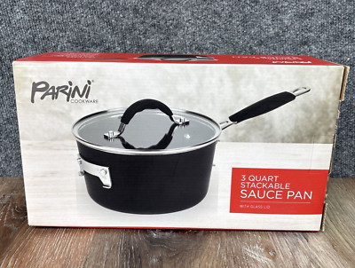 3 Quart Stackable Sauce Pan With Glass Lid Parini Cookware | eBay
