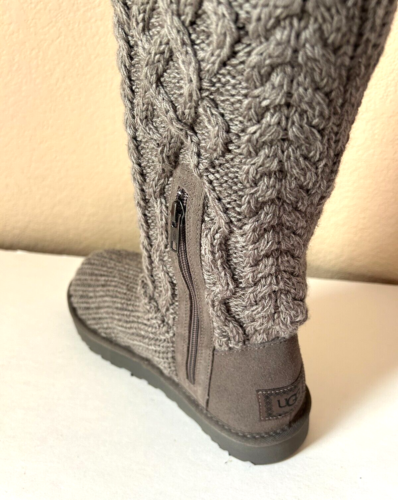UGG Classic Cardi Cabled Knit Boots Sweater Booties Womens 8 EU 39 Grey $160 NEW - Picture 5 of 8