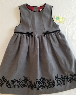 NWT Gymboree Girls Dress Gray Black Size Small 3 Years Jumper Holiday Christmas