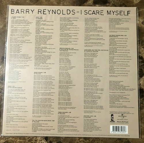 Barry Reynolds - I Scare Myself LP BRAND NEW Music on Vinyl NUMBERED #58 - Picture 2 of 2
