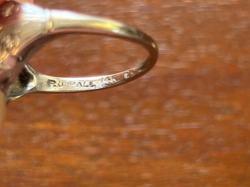 Antique Art Deco Palladium 14k White Gold Bezel Set .50ctw Diamond Ring Sz 6.5 - Picture 8 of 11