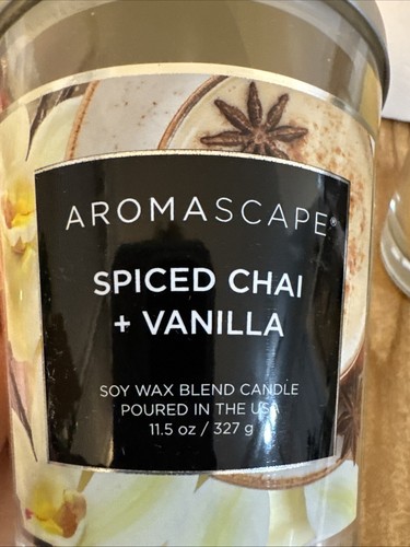 Lot Of 2 New Aromascape Spiced Chai + Vanilla 11.5 oz Jar Candle - Soy Wax USA - Picture 2 of 6