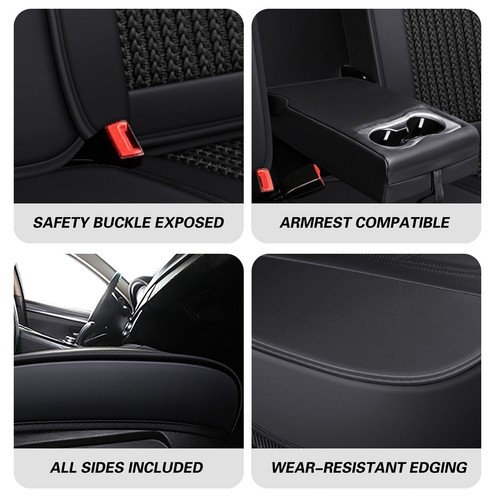 Summer Cool Full Set Leather Car 5 Seat Cover Set Non-slip Ice Silk Universal - Picture 37 of 40