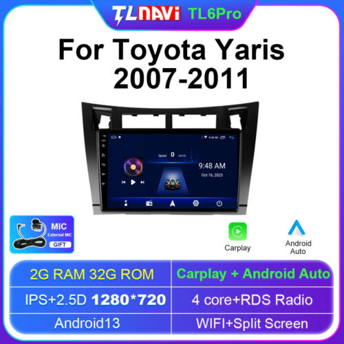 For Toyota Yaris 2007-2011 9" QLED 2K Android 13 Car Radio w/ Carplay & GPS Navi - Picture 8 of 48