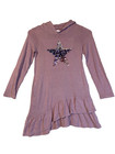 Girls pink long sleeve star hooded dress medium 8-10 Bailey Lane sequins