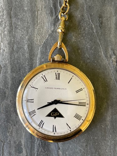 Girard Perregaux Pocket Watch 10k Gold Filled Vintage Swiss 40mm Open Face RUNS - Picture 3 of 10