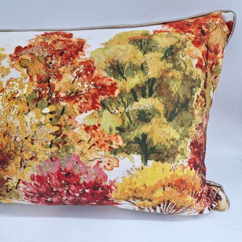 Velvet down filled throw pillow rectangle abstract fall forest trees 20" x 12" x - Picture 2 of 5