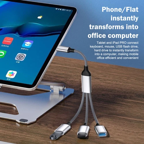 3in1 USB Type-C OTG Adapter Data Transmission Charger Cable For Phone Tablet Hub