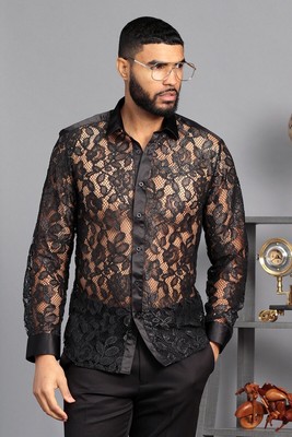 black slim fit button down shirt
