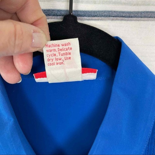 Vintage Halston III Tuxedo Blouse Blue Womens Size 12 - Picture 4 of 7