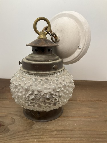 Lampada antica da soffitto vetro bollato spesso recupero architettonico - Foto 7 di 19