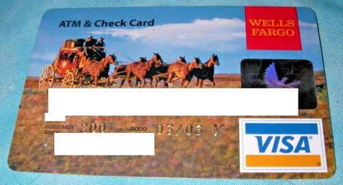 2001 Wells Fargo Bank Credit Charge ATM Check Card Southwest Stagecoach Visa  - Picture 1 of 2