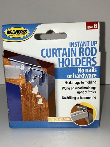 No Nails or Damage Instant Up Curtain Rod Holders #JT1851 Set of 8 By IdeaWorks - Picture 8 of 10