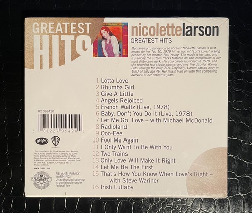 The Very Best Of NICOLETTE LARSON Greatest Hits CD NEW PETER MAX Cover Art - Picture 2 of 2
