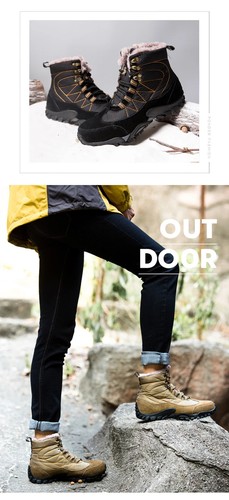 Botas de Senderismo Cálidas para Hombres Botas de Plataforma para Nieve Gruesas Felpa Antideslizantes Zapatos de Trabajo - Imagen 20 de 25