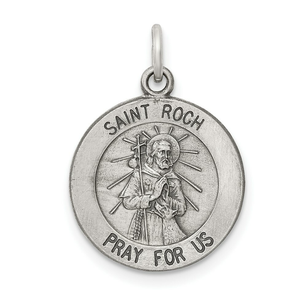 Sterling Silver St. Saint Roch Round Medal Charm Pendant 0.79 Inch | eBay