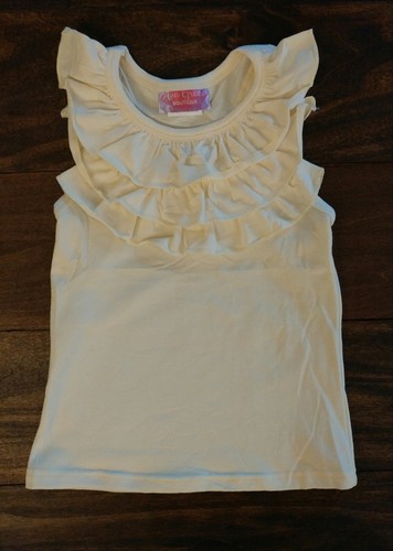 Ivory Front Ruffle Girl Tank Top