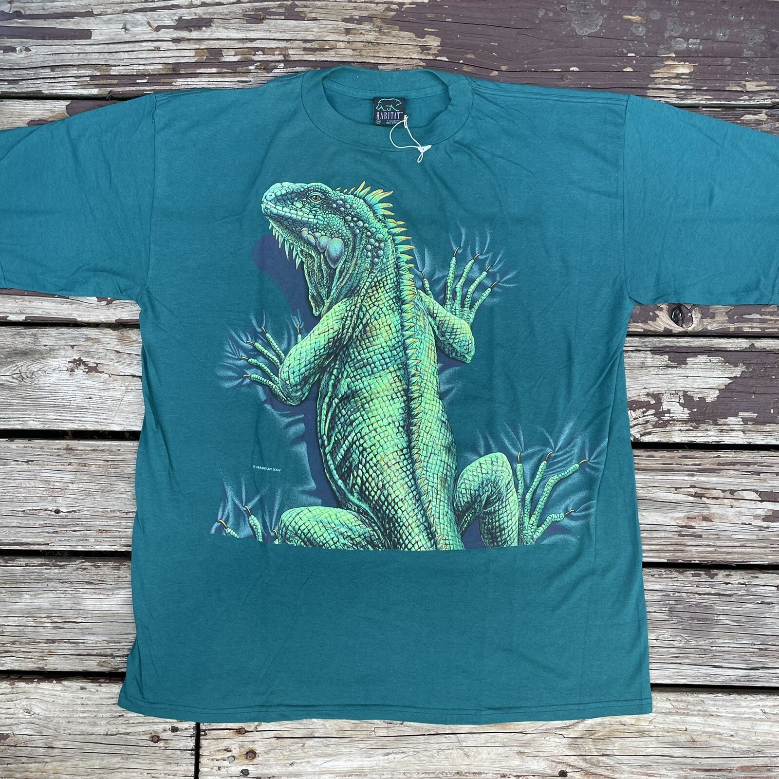 VINTAGE HABITAT IGUANA LIZARD ALL OVER PRINT  USA… - image 1