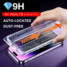 Dust Free No Bubbles Tempered Glass Screen Protector for iPhone 16 15 14 13 12
