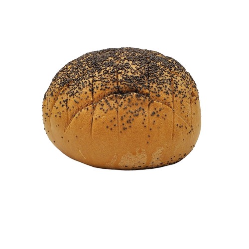 VTG Faux Poppy Seed Round 6.5" Baked Bread Loaf Fake Display Food Cross Hatch - Picture 7 of 9